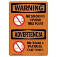 thumbnail image 1 of 7 x 10 in. OSHA Warning Sign - No Smoking Beyond This Point Bilingual, 1 of 1