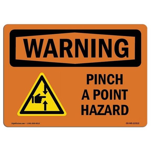 7 x 10 in. OSHA Warning Sign - Pinch Point Hazard with Symbol