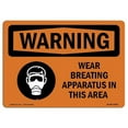 thumbnail image 1 of 7 x 10 in. OSHA Warning Sign - Wear Breathing Apparatus in This Area, 1 of 1