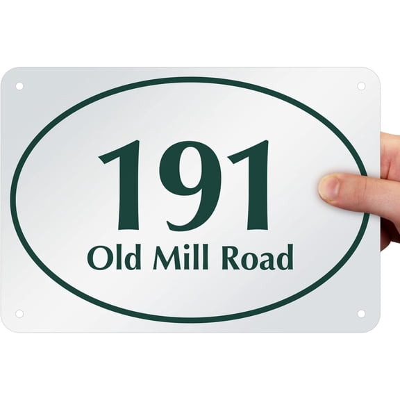 7 x 10 inch Custom Address Sign - Add House Number and Street Name (Dome Design), 40 mil Reflective Rustproof Aluminum With UV-Proof Overcoat, Choose Color