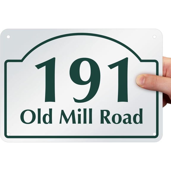7 x 10 inch Custom Address Sign - Add House Number and Street Name (Dome Design), 40 mil Reflective Rustproof Aluminum With UV-Proof Overcoat, Choose Color