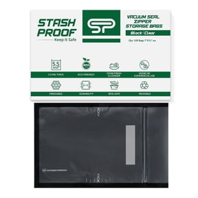 Resealable Vacuum Seal 2-in-1 Quart Storage Zipper Bags 7" x 11" (100 Count) 5.5 Mil (Black & Clear) BPA Free Food Grade Reusable poly Bags for Sandwich, Cookies, Candy, Snacks, Coffee & Dried Fruit