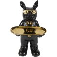 thumbnail image 1 of 7" x 12" Black Ceramic Bulldog Sculpture with Gold Accents, by DecMode, 1 of 11