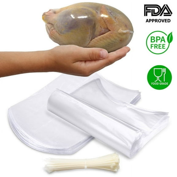 7 x 12 Shrink Bags for Chicken Parts Rabbits w/ zip ties included / 2.5 Mil Freezer Safe Commercial Grade BPA BPS Free (200)