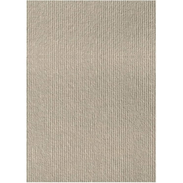 7' x 12' Soft and Durable Ribbed Pattern Indoor/Outdoor Area Rugs Lightweight and Flexible for Easy Cleaning and Transport. 100% PET Fiber (Color: Ivory)