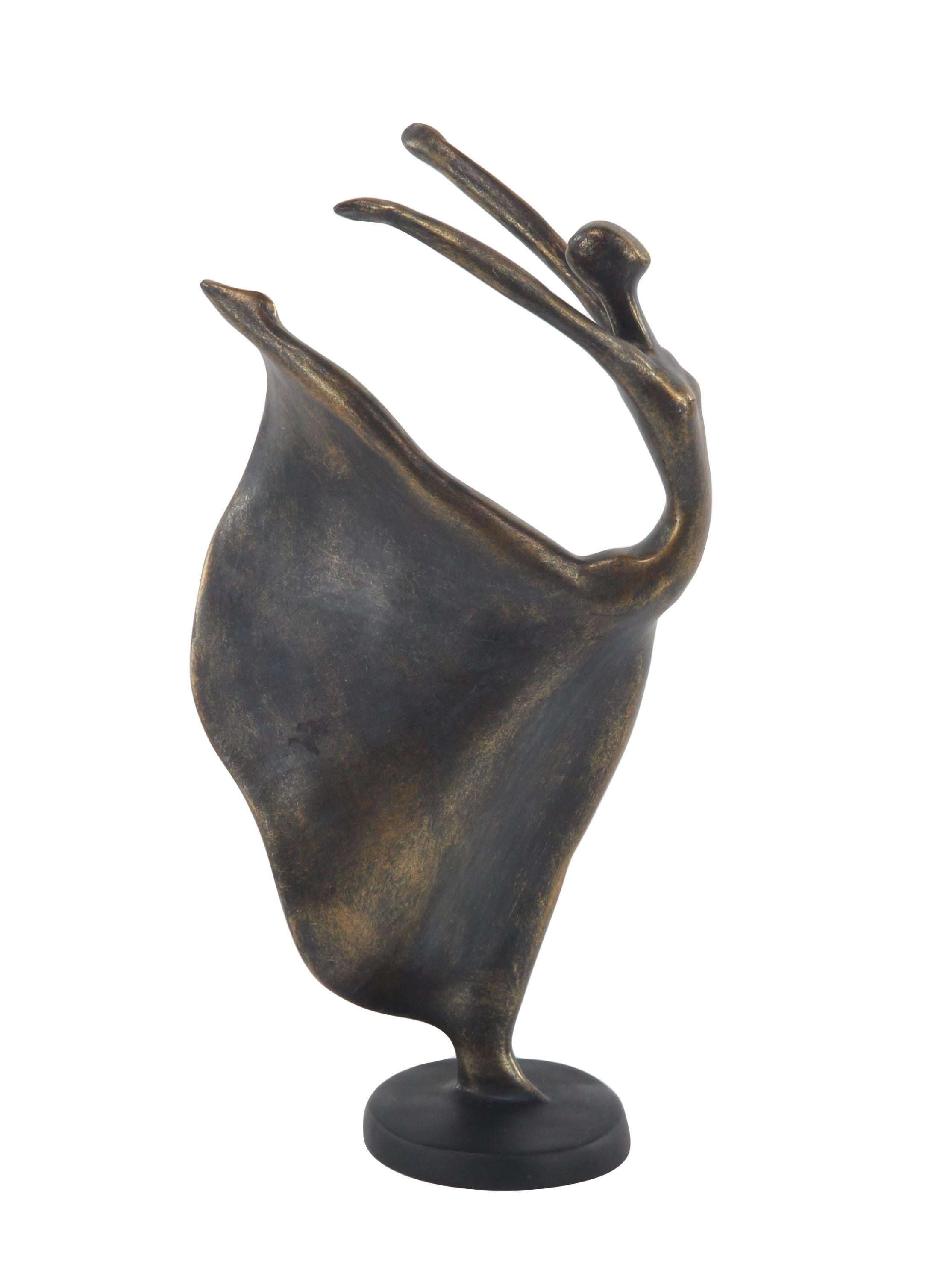 13" Brass Polystone Dancer Sculpture with Metallic Gold Finish