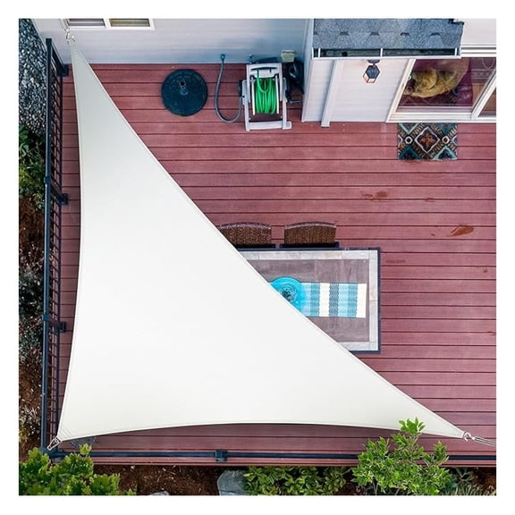 7' x 14' x 15.7' White Sun Shade Sail UPF50 Right Triangle SMTAPRT14 Canopy Fabric Cloth Screen, Water Air Permeable & UV Resistant, Heavy Duty (We Customize Size)