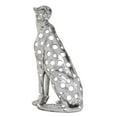 thumbnail image 1 of 7" x 16" Silver Polystone Leopard Sculpture, by DecMode, 1 of 8