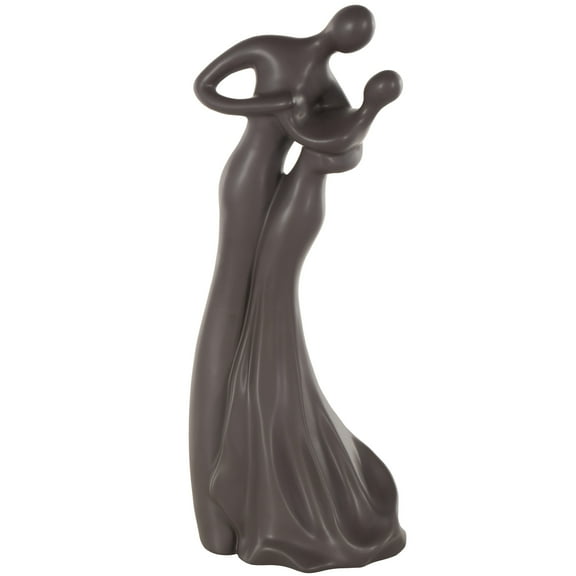 7" x 18" Black Ceramic Dancing People Sculpture, by DecMode