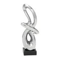 thumbnail image 1 of 7" x 18" Silver Ceramic Swirl Abstract Sculpture with Black Base, by DecMode, 1 of 13