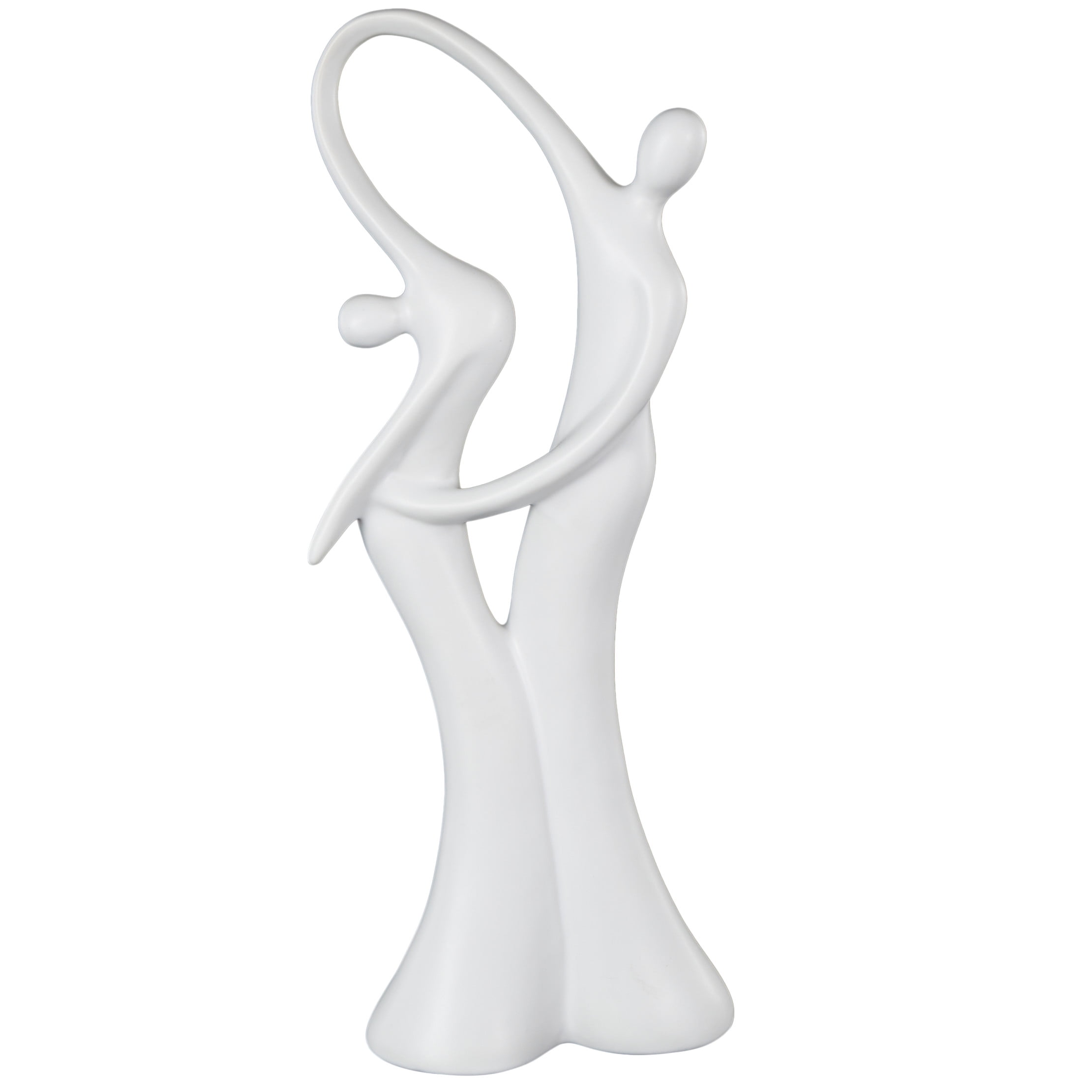 7" x 18" White Ceramic Dancing People Sculpture, by DecMode