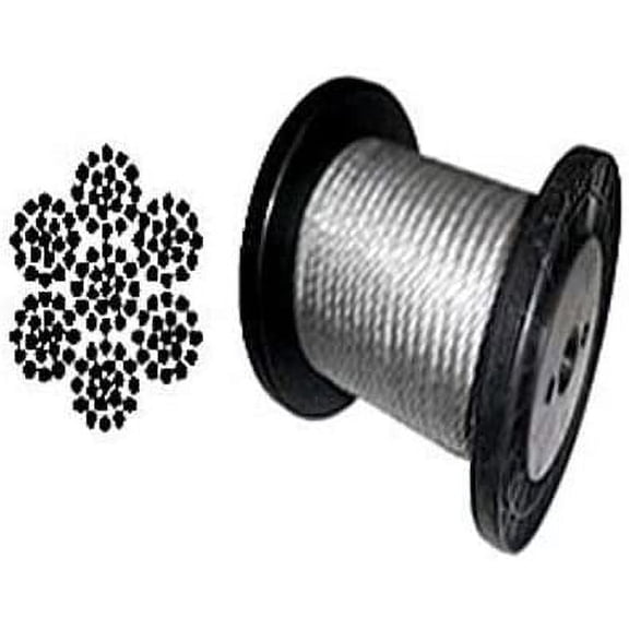 7 x 19 Galvanized Aircraft Cable Wire Rope 3/16" - 50, 100, 200, 250, 300, 500 and 1000 ft (300 ft Reel)