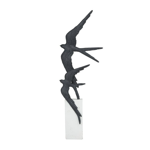 7" x 20" Black Polystone Bird Sculpture, by DecMode