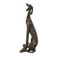 thumbnail image 1 of 7" x 21" Bronze Polystone Distressed Slim Frame Dog Sculpture with Gold Accents, by DecMode, 1 of 12