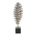 thumbnail image 1 of 7" x 24" Silver Aluminum Standing Single Leaf Sculpture with Black Marble Base, by CosmoLiving by Cosmopolitan, 1 of 10