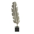 thumbnail image 1 of 7" x 28" Silver Aluminum Feather Bird Sculpture with Black Marble Base, by CosmoLiving by Cosmopolitan, 1 of 10