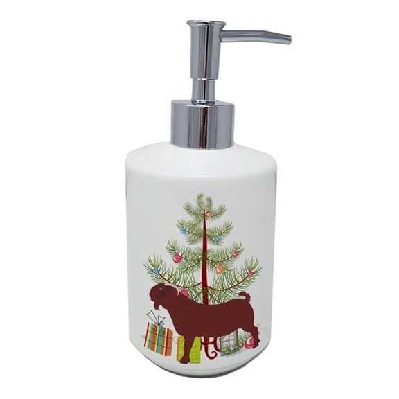 7 x 3.5 in. Unisex Kalahari Red Goat Christmas Ceramic Soap Dispenser, Teal