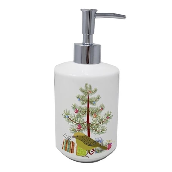 7 x 3.5 in. Unisex Lizard Canary Merry Christmas Ceramic Soap Dispenser