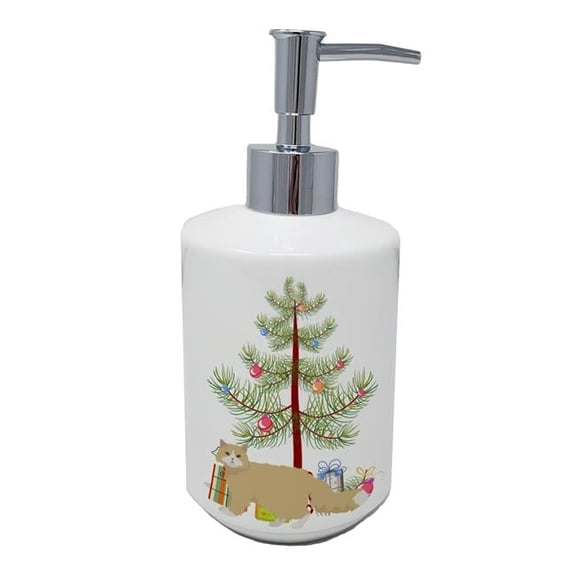 7 x 3.5 in. Unisex Oregon Rex Cat Merry Christmas Ceramic Soap Dispenser