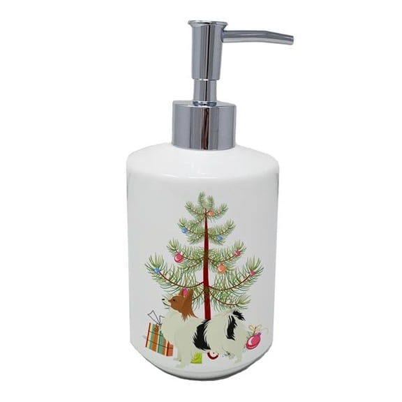 7 x 3.5 in. Unisex Papillon Christmas Tree Ceramic Soap Dispenser
