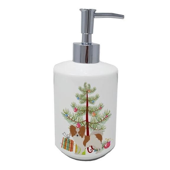 7 x 3.5 in. Unisex Papillon Christmas Tree Ceramic Soap Dispenser