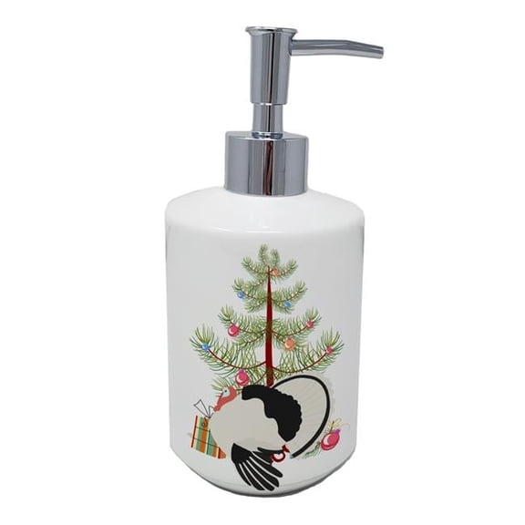 7 x 3.5 in. Unisex Royal Palm Turkey Christmas Ceramic Soap Dispenser, Teal