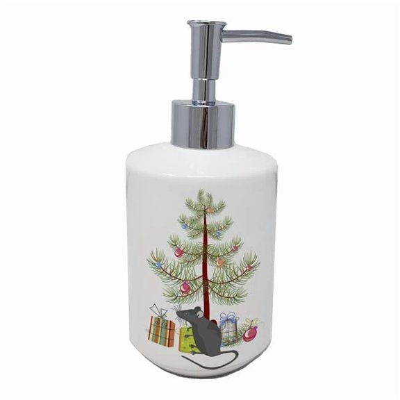 7 x 3.5 in. Unisex Satin Mouse Merry Christmas Ceramic Soap Dispenser