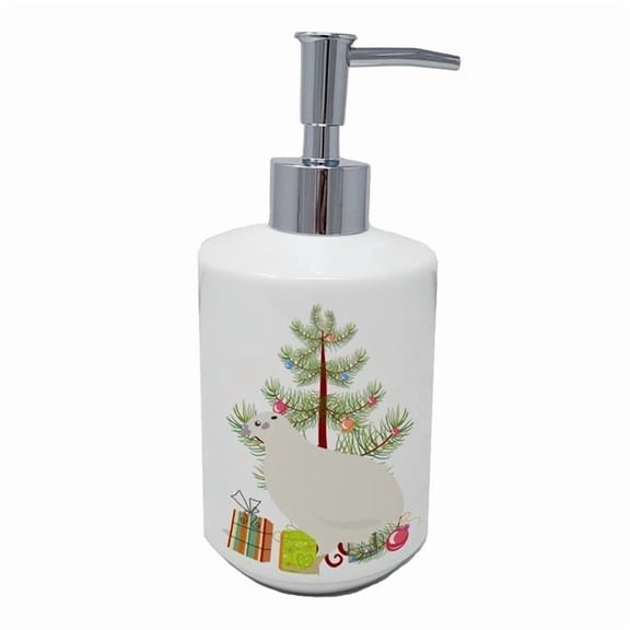 7 x 3.5 in. Unisex Texas Quail Christmas Ceramic Soap Dispenser, Teal