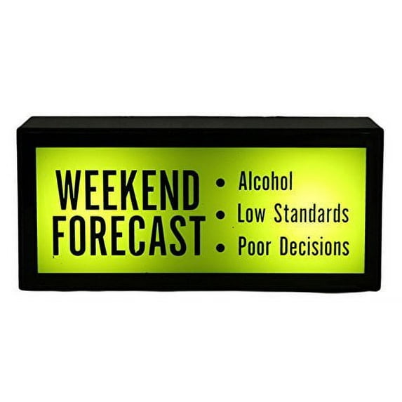 7 x 3 Inch Battery Operated Funny "Weekend Forecast" Box Light