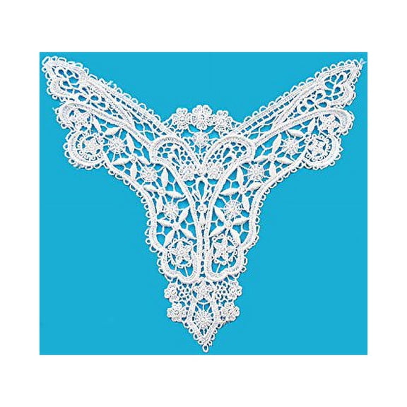 7 x 5.5 inches 14 Color Venice Lace Bodice Motif Applique Patch Sold By 1 Piece (White)
