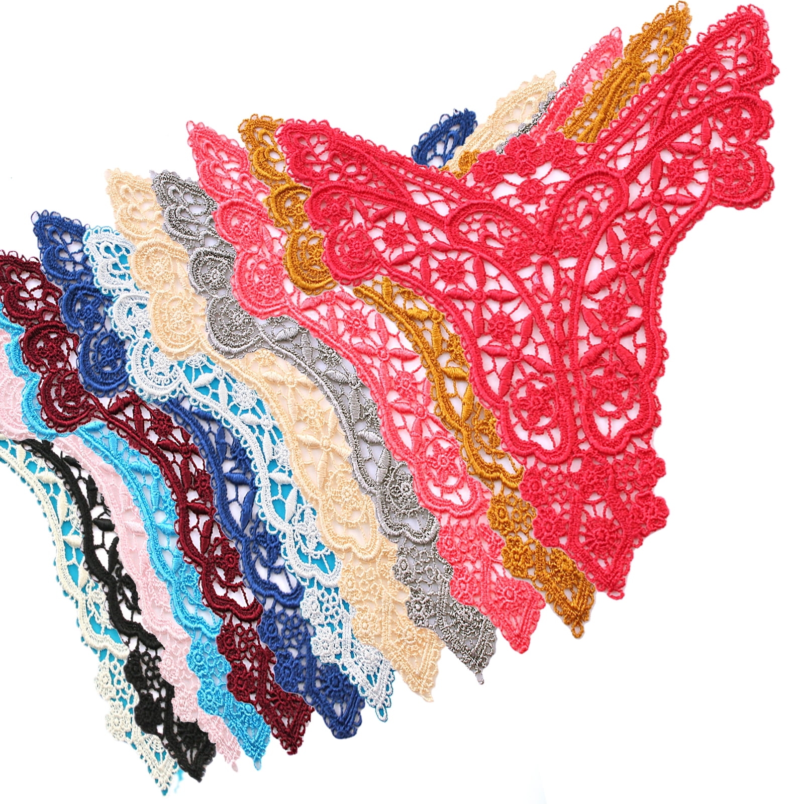 7 x 5.5 inches White Coral Gold 14 Color Venice Lace Bodice Motif Applique Patch