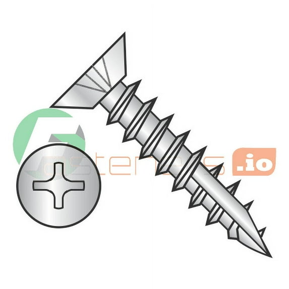 #7 x 5/8" Deep Thread Wood Screws / Phillips / Flat Undercut Head / Type 17 Point Pt / Steel / Zinc / Type 17 Point Point / Full Thread (Quantity: 10,000 pcs)