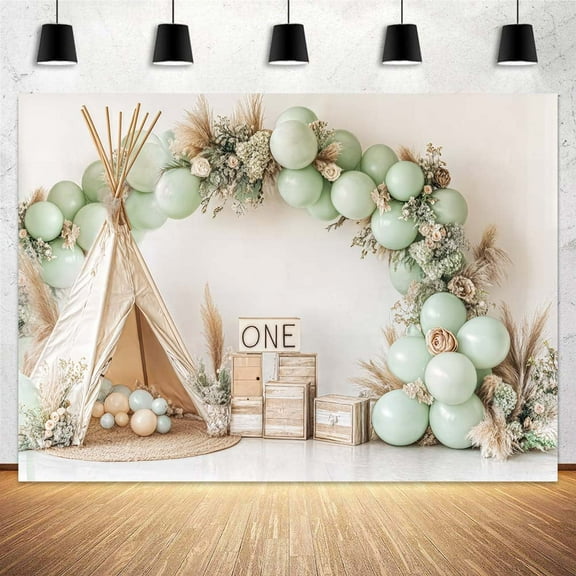 7 x 5 ft 1st Birthday Backdrop Bohemian Style Balloon Reed Tent Kids Boy Girl 1st Birthday Party Decor Baby Shower Holiday Party Grass Party Cake Smash Studio Photography Props