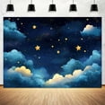 thumbnail image 1 of 7 x 5 ft Blue Galaxy Starry Sky Stars Backdrop Night Sky Cloud Flash Stars Children Kids Birthday Baby Shower Party Banner Newborn Baby Child Portrait Photo Props, 1 of 5
