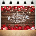 thumbnail image 1 of 7 x 5 ft Brown Wood Love Heart Rose Print Photography Backdrop Valentine's Day Theme Backdrop Engagement Wedding Anniversary Proposal Couple Party Decoration Photo Photography Background, 1 of 5