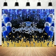 7 x 5 ft Class of 2026 Graduation Backdrop, Congratulations Congrats Blue Grad Photography Background, Bachelor Cap Celebration Party Decorations for School Prom Party Banner