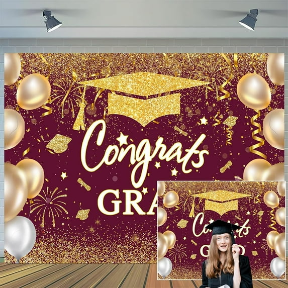 7 x 5 ft Graduation Party Decorations,Congrats Grad Class of 2025 Backdrop Banner Large Sign Wall Decorations,Photography Background Party Supplies for 2025 Graduation Party Decorations