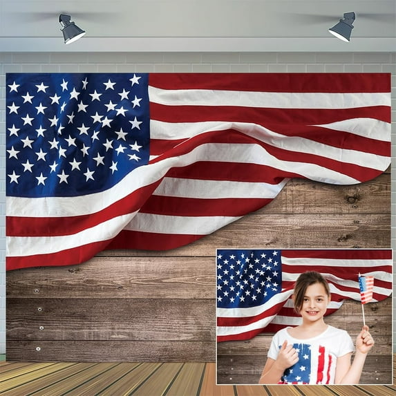 7 x 5 ft Independence Day 4th of July Wood Board Photography Backdrop American Flag Wooden Backdrop Photography Memorial Day Veterans Day Background Kids and Adults Portrait Banner Studio Props