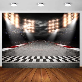 7 x 5 ft Racing Backdrop, Black White Line Race Track Racer Sport Theme Background, Motorsport Car Photography Backdrop Banner for Kids Birthday Photo Props Decoration