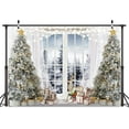 thumbnail image 1 of 7 x 5 ftChristmas Window Photography Backdrop Winter Snow Scene Xmas Tree Gifts Elk Wonderland Background Snowy Forest Merry Christmas Happy New Year Family Holiday Background, 1 of 5