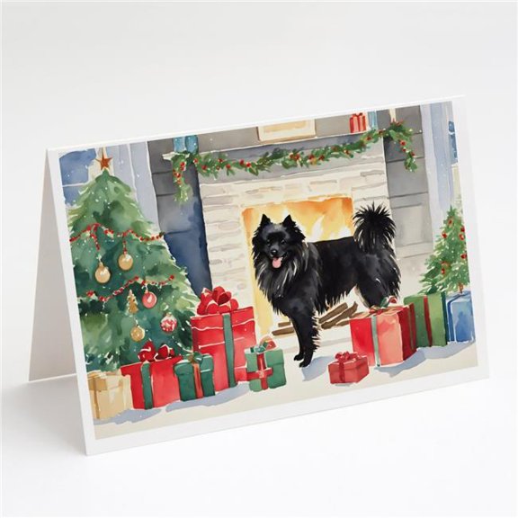 7 x 5 x 0.01 in. Unisex German Spitz Cozy Christmas Greeting Cards - Pack of 8