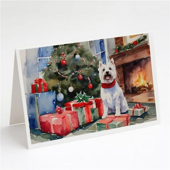 7 x 5 x 0.01 in. Westie Cozy Christmas Greeting Cards - Pack of 8