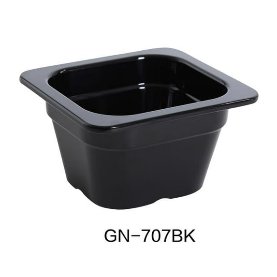 7 x 6.375 x 4 in. Melamine Gastronorm Pan, Black - 1 ltr - Pack of 6