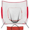 thumbnail image 1 of 7' x 7' Baseball Softball Practice Net Batting Catch Pitching Training Net w/Carrying Bag and Metal Bow Rack, Flap Baseball Equipment Training Aids, 1 of 9
