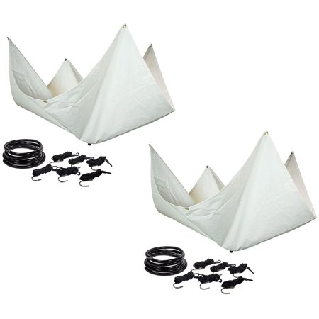 2 Pack 7' x 7' White Drain Tarp - Vinyl Coated Material Ceiling Roof Leak Diverter Waterproof Tarp with Heavy Duty Grommets in Each Corner - Easy Hanging and Reusable