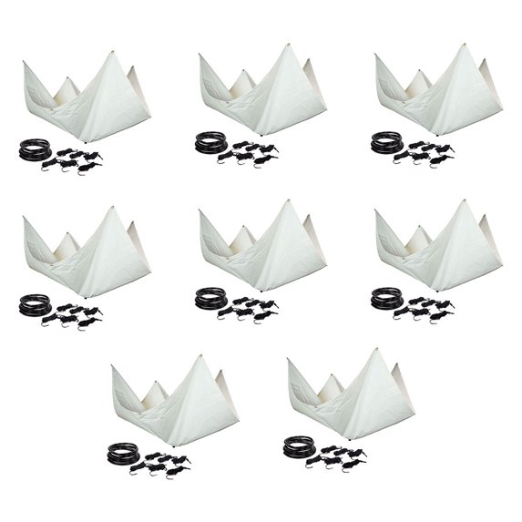 8 Pack 7' x 7' White Drain Tarp - Vinyl Coated Material Ceiling Roof Leak Diverter Waterproof Tarp with Heavy Duty Grommets in Each Corner - Easy Hanging and Reusable