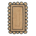 thumbnail image 1 of 7 x 7 Feet Square ( 210 cm x 210 cm ) Natural Jute with Blue Scalloped Area Rugs , Home Decor Rugs, 1 of 3