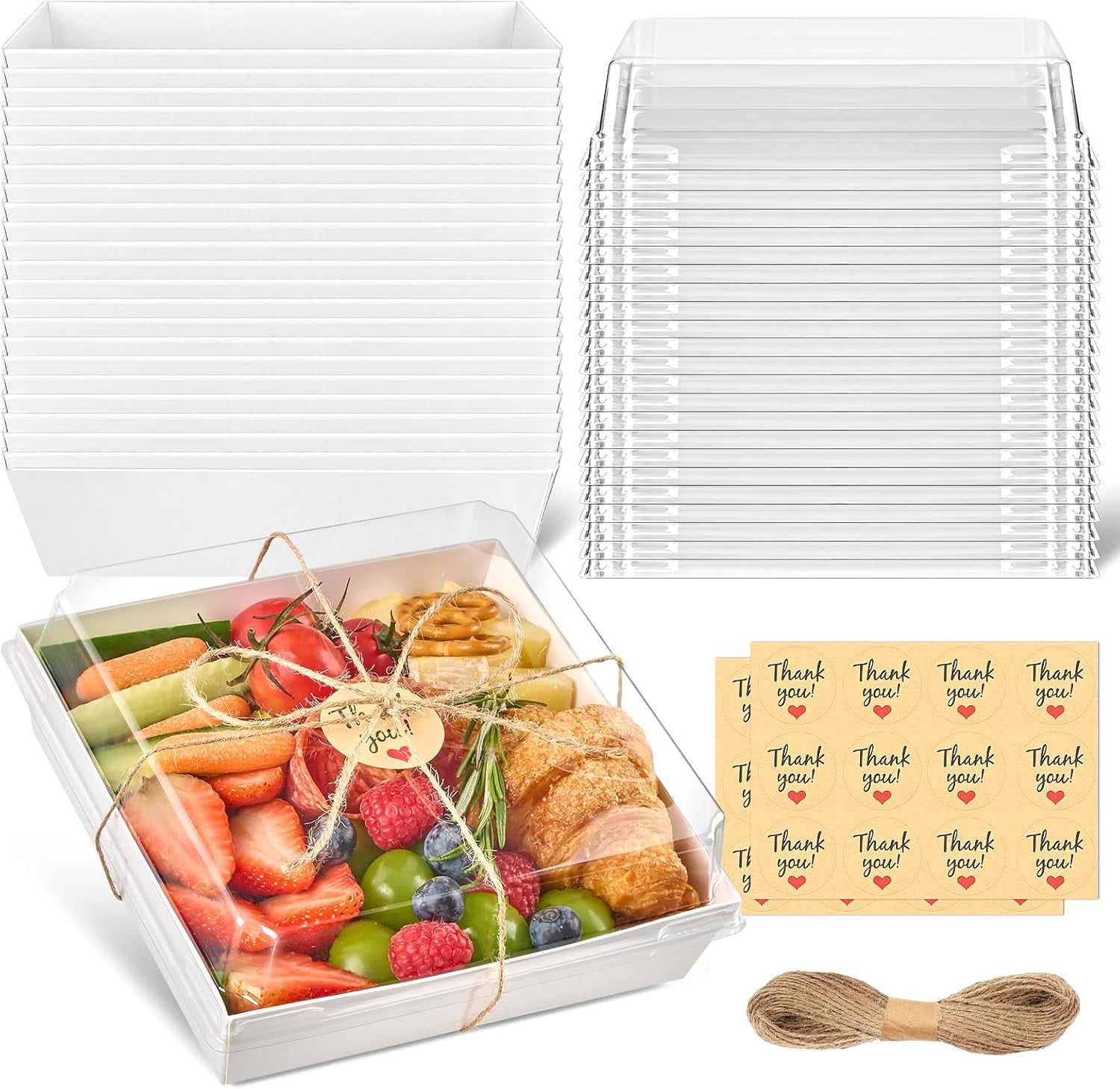 Ocmoiy 50 Pack Small Charcuterie Boxes With Clear Lids 4x4 Inch, To Go Disposable Paper Food Containers Bakery Treat Boxes For Desserts, Cake Slice, Cookies, Strawberries (Pink, 50) - Color Pink - View #7