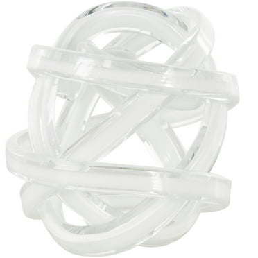 7" x 7" White Glass Twisted Knot Sculpture, by DecMode