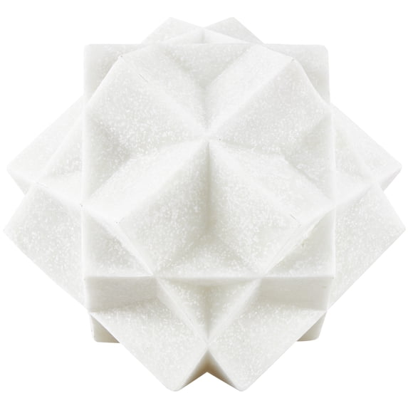 7" x 7" White Polystone Dimensional Ball Geometric Sculpture with Speckled Texturing, by DecMode